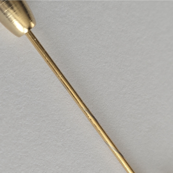 Vintage BMA stickpin gold tone stick pin tie lapel cravat round circle brooch - Picture 10 of 16